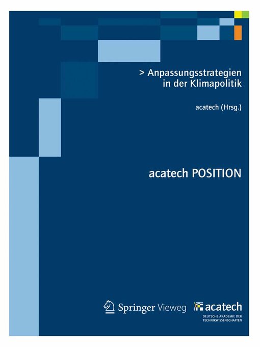 Title details for Anpassungsstrategien in der Klimapolitik by acatech - Available